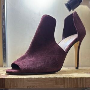 Elegant Burgundy Peep-Toe Heels